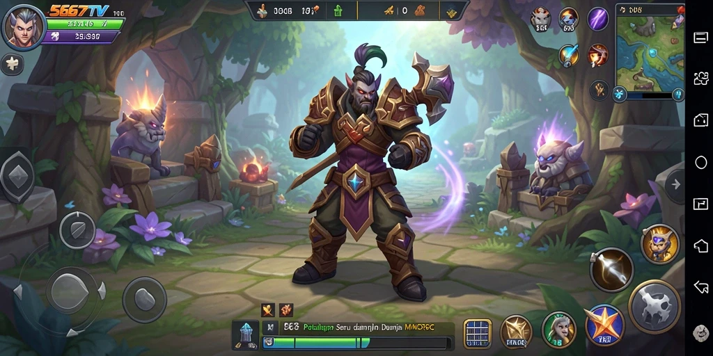 Screenshot utama 567TV menampilkan aksi seru dan grafis mendetail MMORPG.