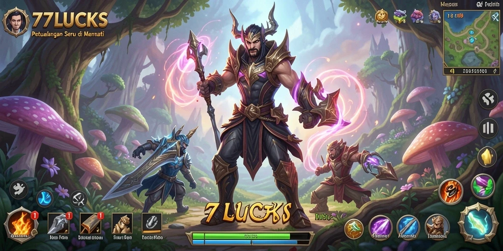 Tampilan gameplay seru dari 77LUCKS di dunia petualangan.