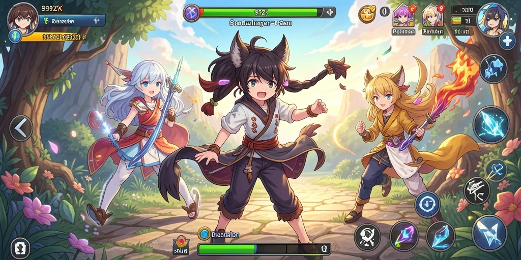 Tampilan menarik gameplay 99ZK dengan karakter Anime yang ikonik.