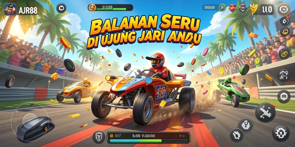 Tampilan gameplay balapan yang mendebarkan di AJR88.