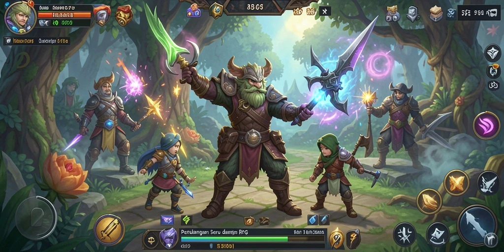 Tampilan gameplay seru di dalam dunia fantasi RPG.