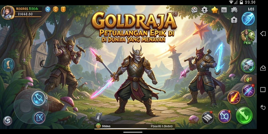 Screenshot utama game GOLDRAJA menunjukkan aksi petualangan yang mendebarkan.