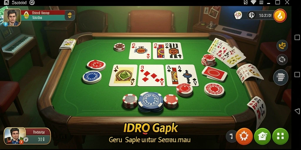 Tampilan gameplay seru di IDROK dengan kartu Gaple.