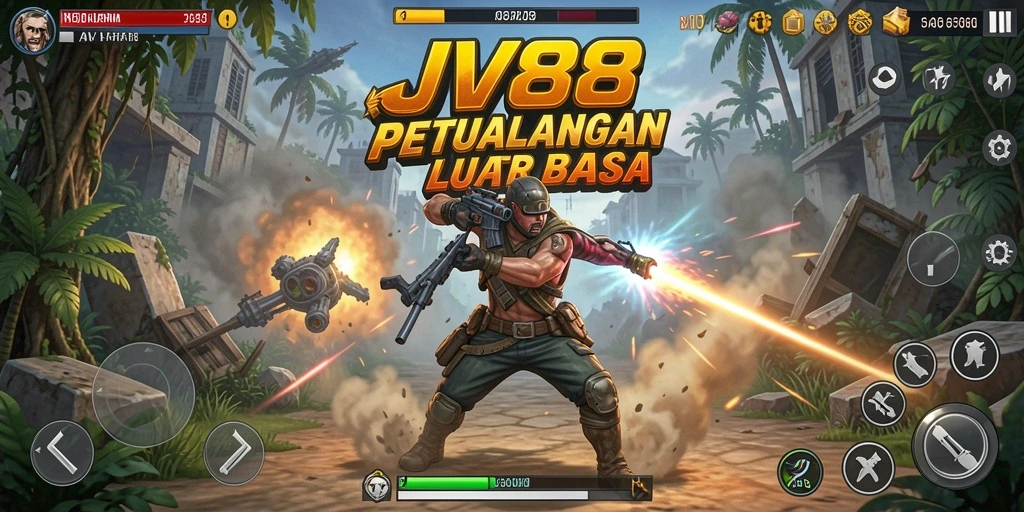 Screenshot gameplay JV88 yang penuh aksi dan intensitas.