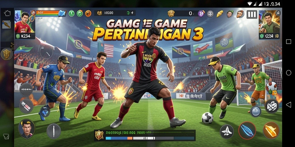 Tangkapan layar gameplay K234 menampilkan aksi mencocokkan buah yang seru.