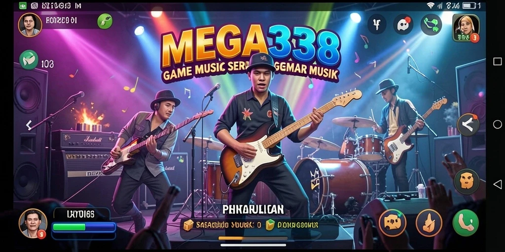 Screenshot gameplay MEGA338 menunjukkan momen seru bermain musik.