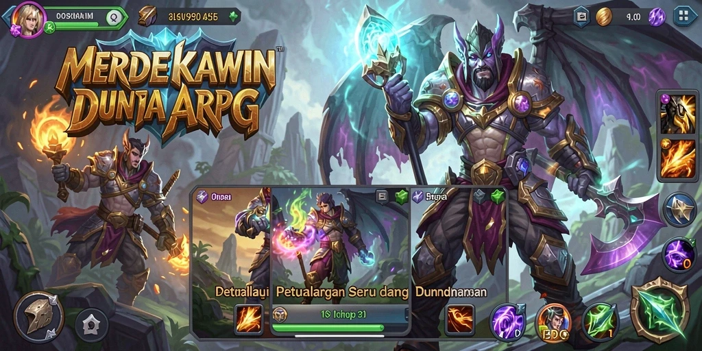 Tampilan gameplay menegangkan di dunia ARPG MERDEKAWIN.