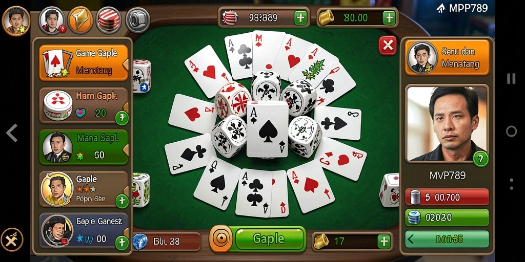 Screenshot gameplay Gaple dalam MVP789 yang menarik dan penuh strategi.