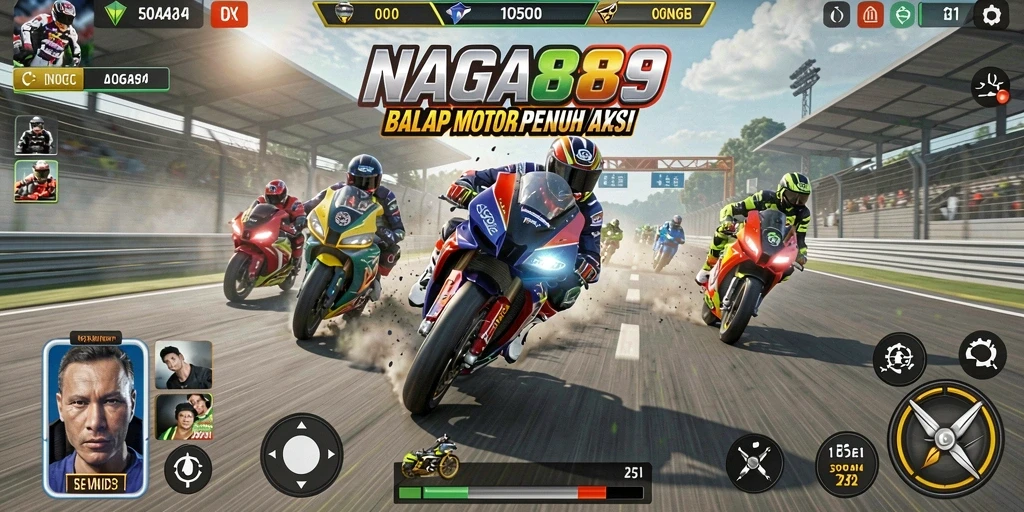 Tampilan gameplay balap motor yang seru dan menegangkan di NAGA889.