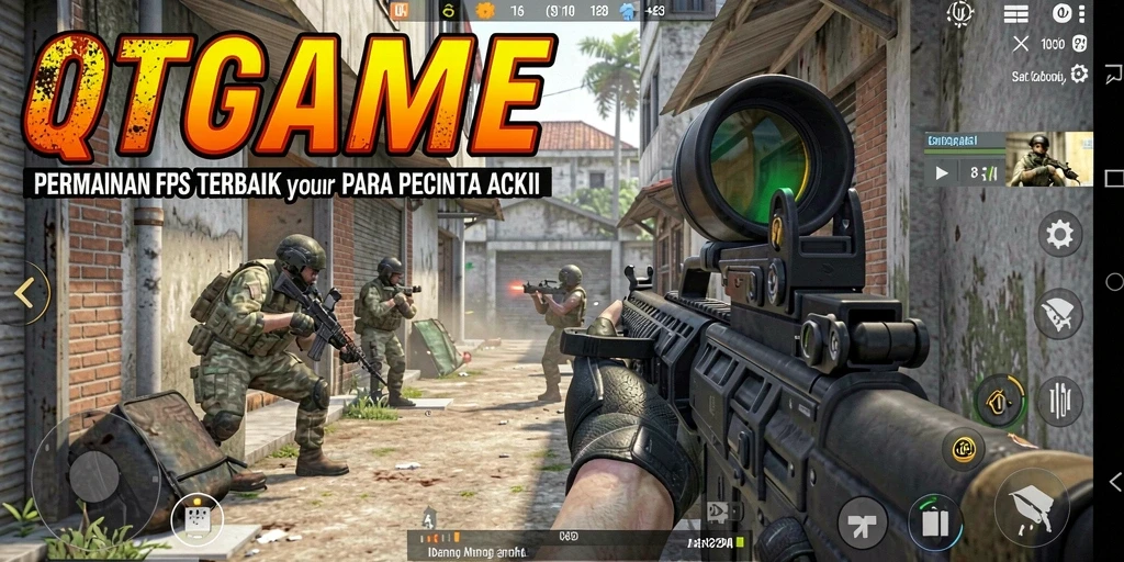 Gameplay QTGAME dengan aksi tembak-menembak yang mendebarkan.