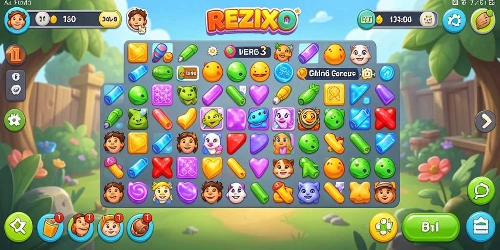 Tampilan gameplay seru di REZIXO dengan level Match-3 yang menarik.