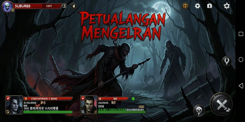 Tampilan gameplay menegangkan dari SUBUR88 dengan suasana horror yang mencekam.